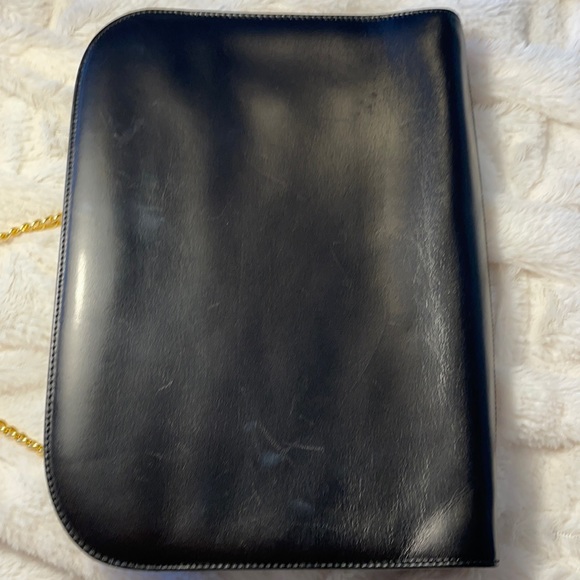 Salvatore Ferragamo Authentic Gancini chain Black Leather Clutch/Crossbody Bag - Picture 7 of 17